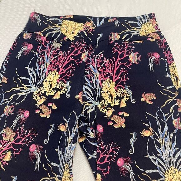 Lulu B Navy Blue Tropical Fish Capri Size 12 - Picture 2 of 8